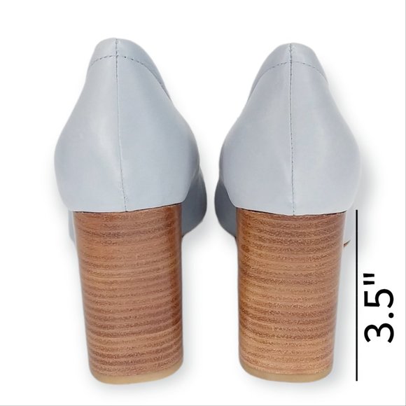 NEW Clarks Grace Eva Leather Comfort Heels Size 8.5M Grey Blue Block Heel - Picture 8 of 11